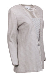 Current Boutique-St. John - Champagne Gold Metallic Knit Jacket w/ Detachable Front Panel Sz 10