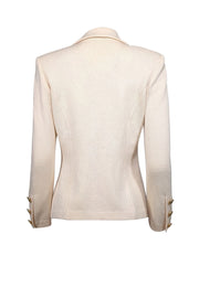 Current Boutique-St. John - Cream Knit Gold Button Front Blazer Sz 4