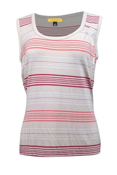 Current Boutique-St. John - Cream, Pink, & White Striped Tank Top Sz M