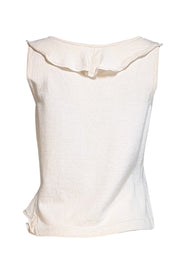 Current Boutique-St. John - Cream Ruffled Sleeveless Knit Top Sz S