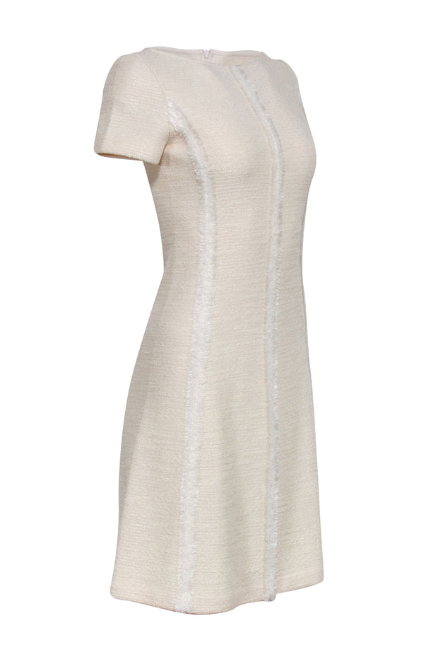 Current Boutique-St. John - Cream Textured Knit A-Line Dress Sz 2