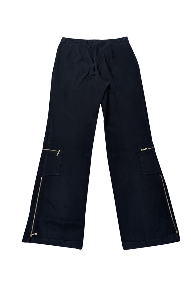 Current Boutique-St. John - Dark Navy Cotton Straight Leg Pants w/ Gold Zippers Sz 8