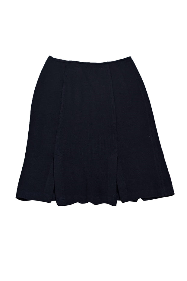 Current Boutique-St. John - Dark Navy Knit Skirt w/ Front & Back Slits Sz 2