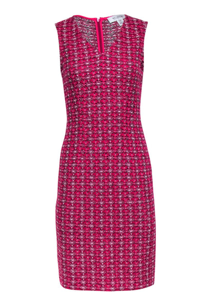 Current Boutique-St. John - Dark Pink, White, & Black Plaid Sleeveless Sheath Dress Sz 4