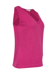 Current Boutique-St. John - Fuchsia Knit V-Neck Tank Top Sz S