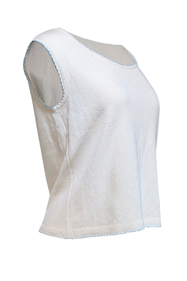 Current Boutique-St. John - Ivory Wool Blend Tank Top w/ Contrast Trim Sz S