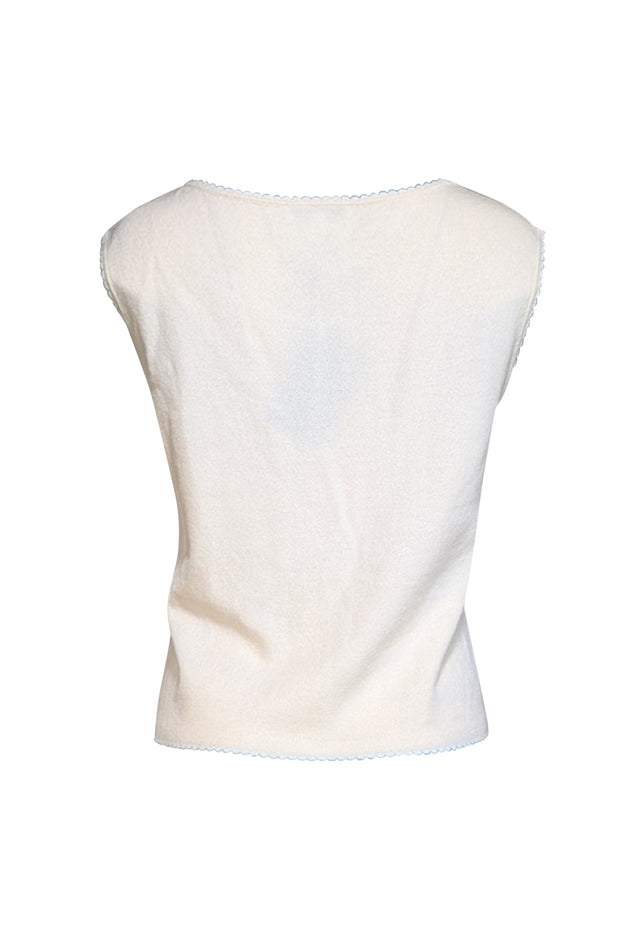 Current Boutique-St. John - Ivory Wool Blend Tank Top w/ Contrast Trim Sz S