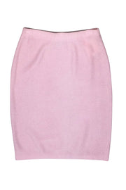 Current Boutique-St. John - Light Pink Metallic Wool Blend Knit Pencil Skirt Sz 6