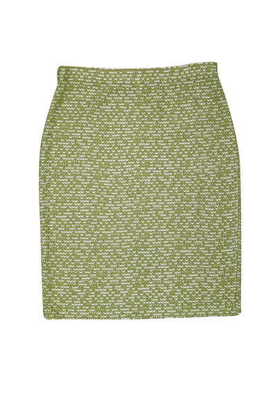 Current Boutique-St. John - Lime Green & White Textured Knit Pencil Skirt Sz M