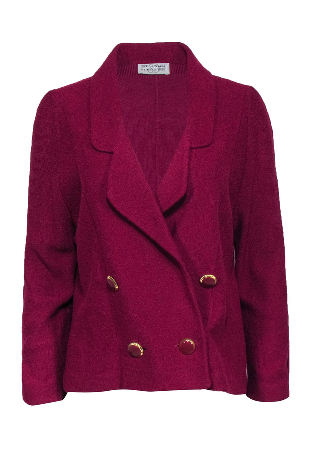 Current Boutique-St. John - Magenta Blazer w/ Oversized Gold Buttons Sz M