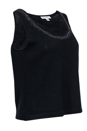 Current Boutique-St. John - Navy Knit Tank w/ Silver Jewel Trim Sz S