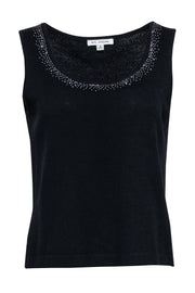 Current Boutique-St. John - Navy Knit Tank w/ Silver Jewel Trim Sz S