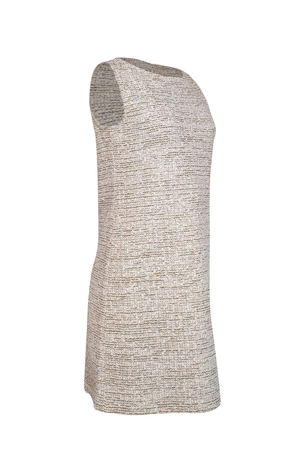 Current Boutique-St. John - Off-White, Olive, & Peach Textured Knit Dress Sz 8