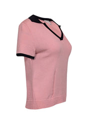 Current Boutique-St. John - Pink & Black Wool Blend Polo Shirt Sz P