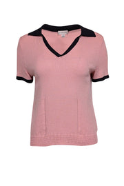 Current Boutique-St. John - Pink & Black Wool Blend Polo Shirt Sz P