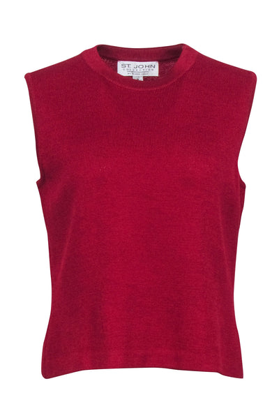 Current Boutique-St. John - Red Knit Crewneck Tank Top Sz M