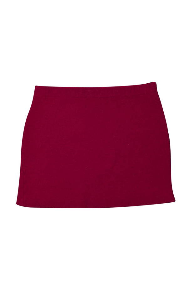 Current Boutique-St. John - Red Knit Mini Skirt Sz 12