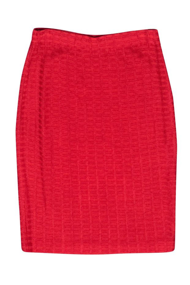 Current Boutique-St. John - Red Knit Pencil Skirt Sz 6