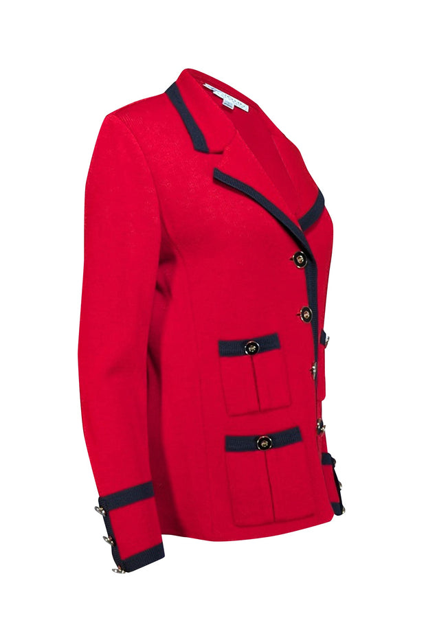 Current Boutique-St. John - Red Knit Wool Blend Blazer Sz 8