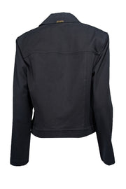 Current Boutique-St. John Sport - Black Collared Jacket w/ Gold Buttons Sz M