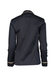 Current Boutique-St. John Sport - Black Collared Jacket w/ Metallic Embroidery Sz P