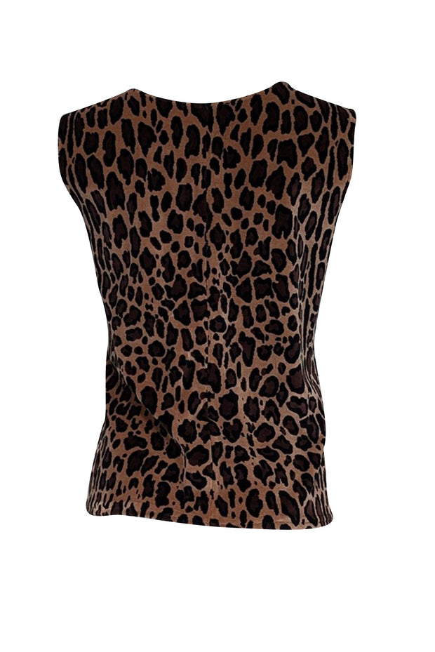 Current Boutique-St. John - Tan & Black Leopard Print Velvet Tank Sz L