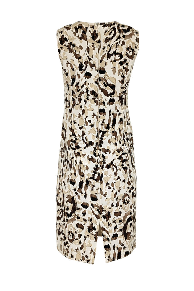 Current Boutique-St. John - Tan, Cream, & Brown Leopard Print Sleeveless Sheath Dress Sz M