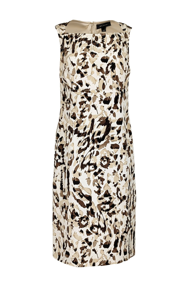 Current Boutique-St. John - Tan, Cream, & Brown Leopard Print Sleeveless Sheath Dress Sz M