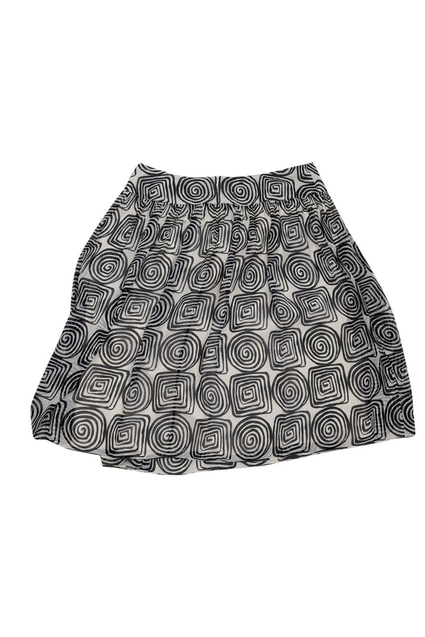 Current Boutique-St. John - White & Black Print Silk Skirt Sz 10