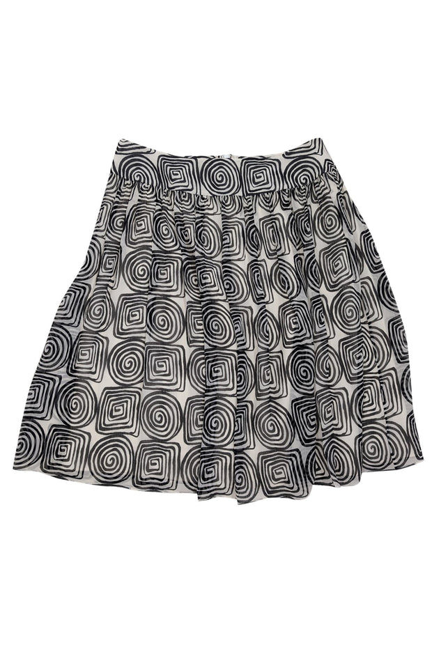 Current Boutique-St. John - White & Black Print Silk Skirt Sz 10