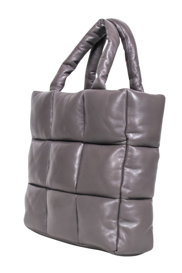 Current Boutique-Stand Studio - Taupe Quilted Leather "Assante" Puffy Tote Bag