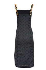 Current Boutique-Staud - Black Citrus Lace Midi Dress w/ Glass Beaded Straps Sz 2