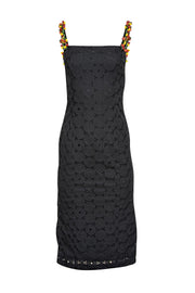 Current Boutique-Staud - Black Citrus Lace Midi Dress w/ Glass Beaded Straps Sz 2