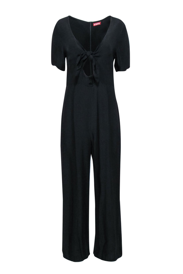 Current Boutique-Staud - Black Wide Leg Tie Front Jumpsuit Sz M