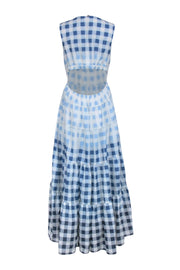 Current Boutique-Staud - Blue Checkered Sleeveless Open Back Dress Sz L