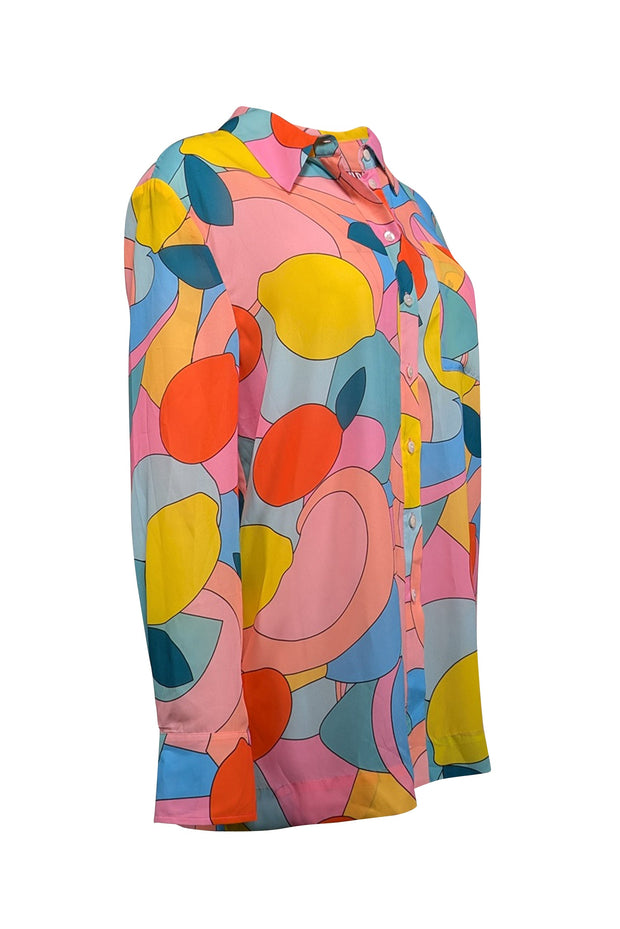 Current Boutique-Staud - Multicolor Citrus Kaleidoscope Print Shirt Sz M