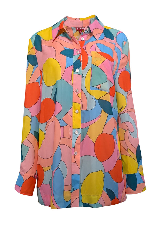 Current Boutique-Staud - Multicolor Citrus Kaleidoscope Print Shirt Sz M