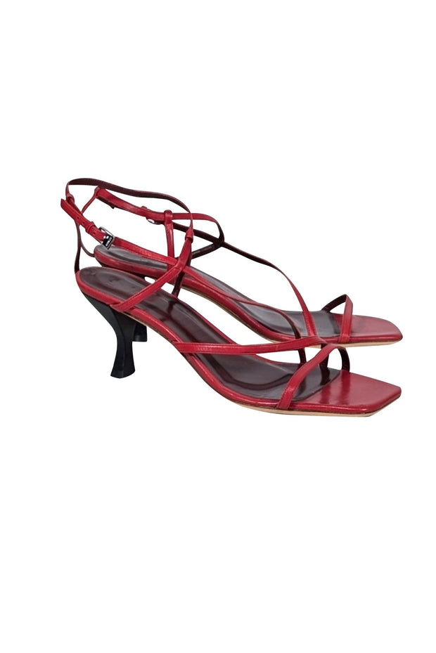 Current Boutique-Staud - Red Square Toe Strappy Kitten Heel Sz 12