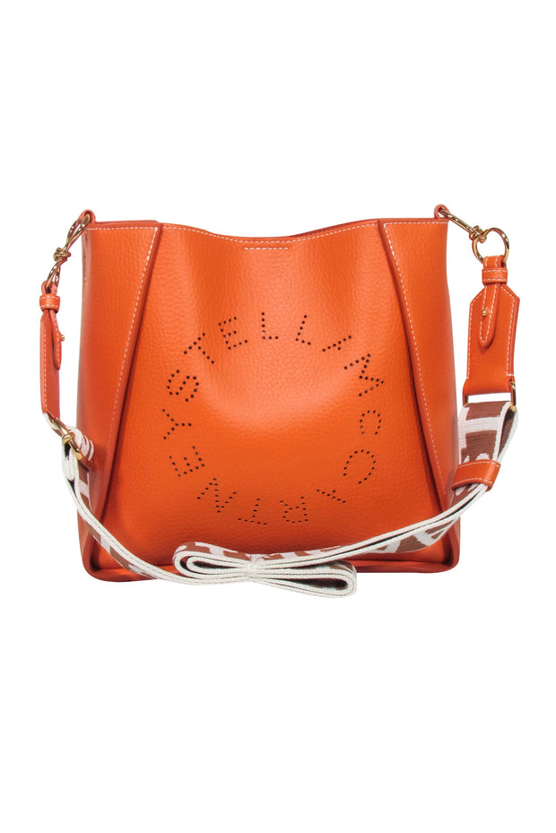 Current Boutique-Stella McCartney - Orange Mini Embossed Grainy Mat Faux Leather Crossbody Bag