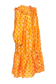 Current Boutique-Stella Nova - Yellow & Orange Checkered Long Sleeve Shift Dress Sz 6