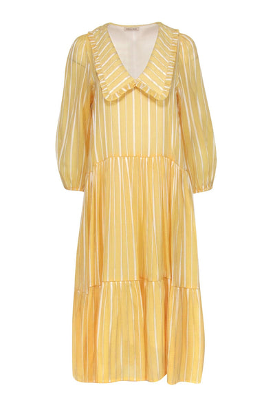 Current Boutique-Stella Nova - Yellow Stripped Peter Pan Collar Dress Sz 2