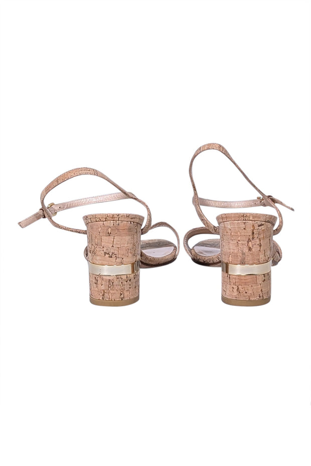 Current Boutique-Stuart Weitzman - Beige Cork Strappy Sandals Sz 9