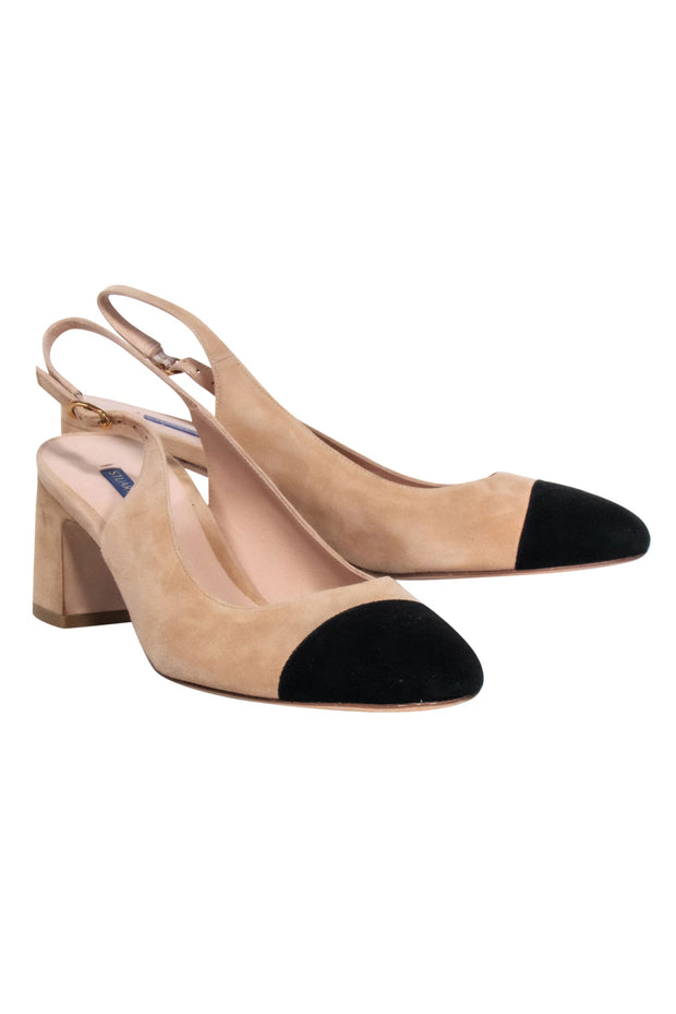 Current Boutique-Stuart Weitzman - Beige Suede Sling Back Heels Sz 9