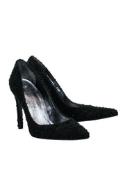 Current Boutique-Stuart Weitzman - Black Boucle Tweed Pointed Toe Pumps Sz 7.5