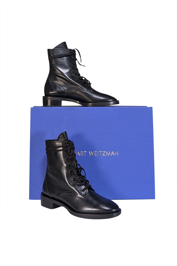 Current Boutique-Stuart Weitzman - Black Leather "Sondra Sleek" Short Boots Sz 8