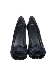 Current Boutique-Stuart Weitzman - Black Patent Leather Peep Toe Pumps Sz 9.5