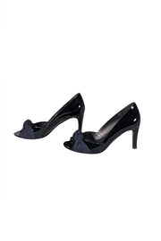 Current Boutique-Stuart Weitzman - Black Patent Leather Peep Toe Pumps Sz 9.5