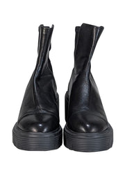 Current Boutique-Stuart Weitzman - Black Platform Chunky Leather Short Boots Sz 8