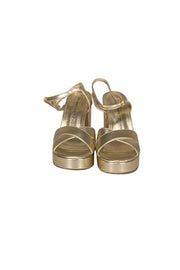 Current Boutique-Stuart Weitzman - Gold Leather Platform Heels Sz 6.5