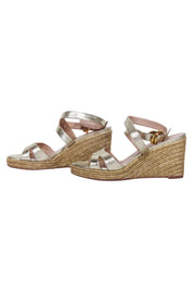 Current Boutique-Stuart Weitzman - Gold Metallic Espadrille Wedges Sz 11